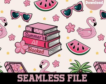 bookish Pattern, book seamless pattern, books seamless pattern, pink bookish pattern, 300 DPI PNG Download for Digital Papers