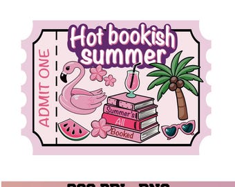 Bookish summer png, bookish design for shirts, stickers, bookmark png, Book png, book lover png, bookclub png, Books png, bookish png,