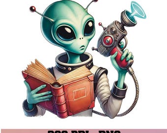 Sci-fi-lezers png, sci-fi-boek png, sciencefiction png, boekenclub png, bookish png, sciencefictionlezer, lezen png, boekenliefhebber, buitenaards wezen