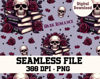 Dark romance reader png, dark romance png, Seamless Pattern, dark , repeating pattern, fabric printing, Halloween pattern,