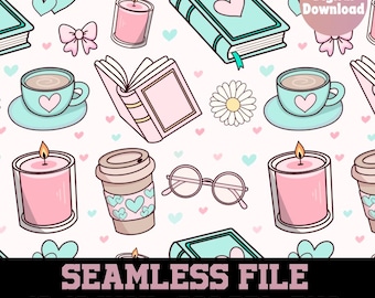 bookish Pattern, book seamless pattern, books seamless pattern, pink bookish pattern, 300 DPI PNG Download for Digital Papers