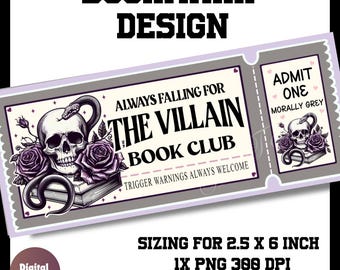 Morally grey bookmark, Book club bookmark, Bookish bookmark, bookmark png, bookmark printable, printable bookmark, bookmark idea, villain