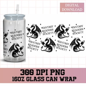 Fantasy glass wrap, Books Libbey Wrap png, Libbey Glass Wrap, Glass Can wrap, UVDTF Sublimation, bookish png, 16oz Glass Can, fantasy png