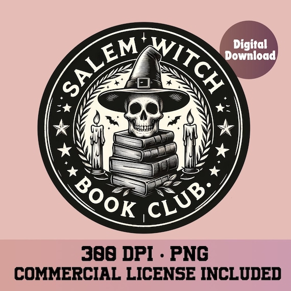Salem witch book club png, Book png, Halloween png, bookclub png, Books png, bookish png, witch png, reading png, book lover,