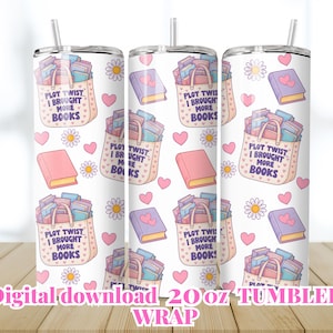 Book Tumbler Wrap for 20 oz Skinny Tumbler, Sublimation Design Digital Download ONLY, Librarian tumbler wrap, Bookish, Reading Tumbler wrap