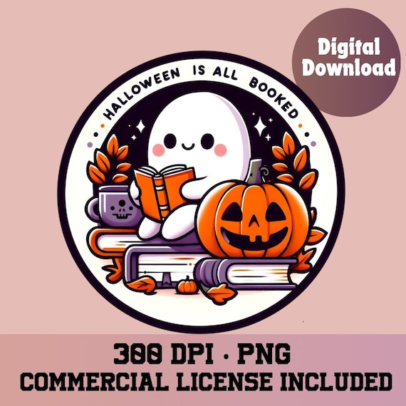 Bookish ghost, Halloween bookish, Halloween png, Book png, bookclub png, Books png, bookish png, reading png, book lover, spooky season png,
