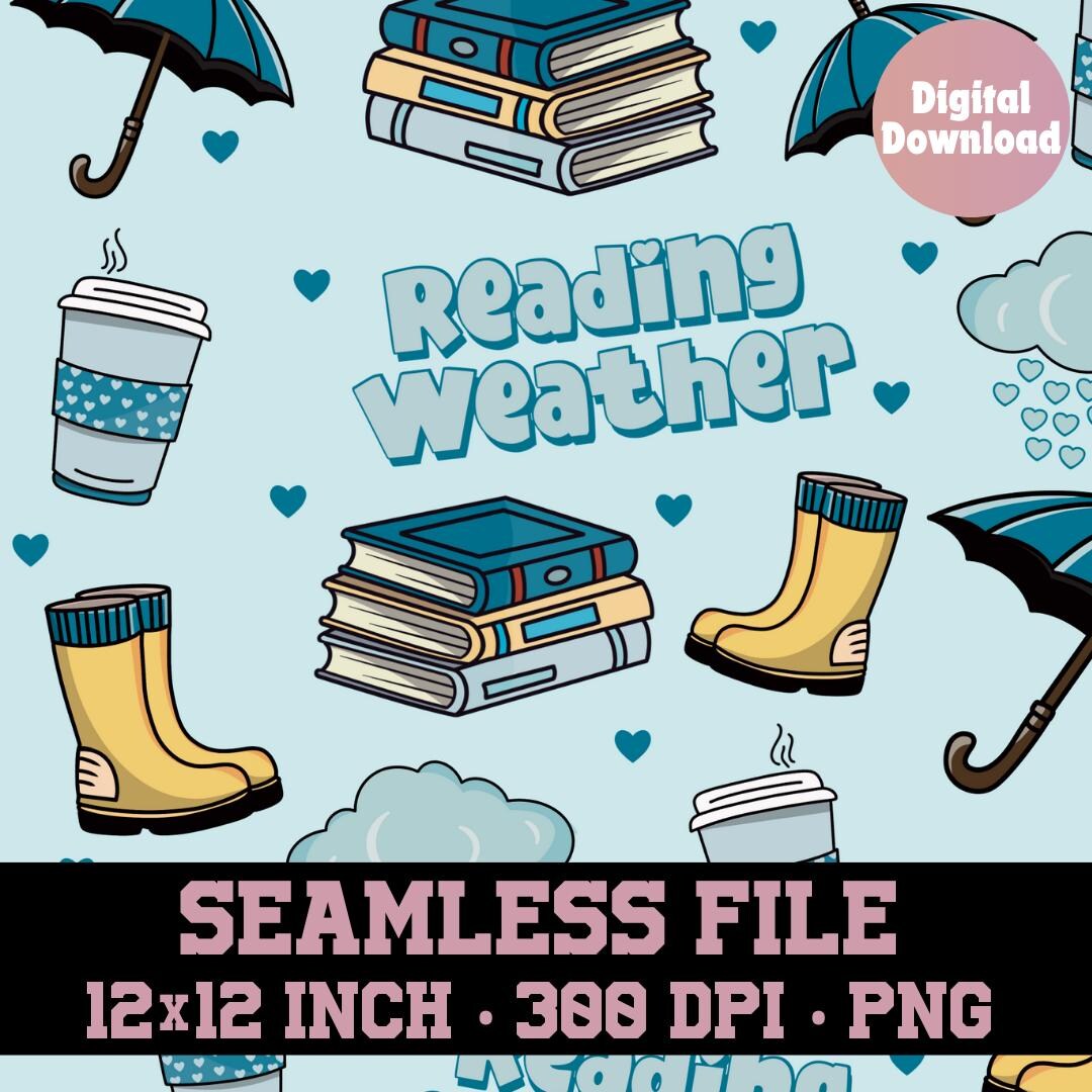 Bookish Pattern, Book Seamless Pattern, Books Seamless Pattern, Winter ...