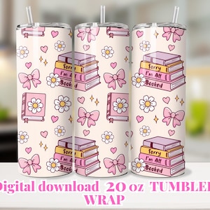 Book Tumbler Wrap for 20 oz Skinny Tumbler, Sublimation Design Digital Download ONLY, Librarian tumbler wrap, Bookish, Reading Tumbler wrap