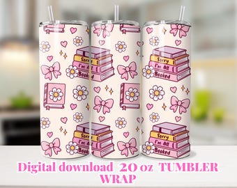 Book Tumbler Wrap for 20 oz Skinny Tumbler, Sublimation Design Digital Download ONLY, Librarian tumbler wrap, Bookish, Reading Tumbler wrap