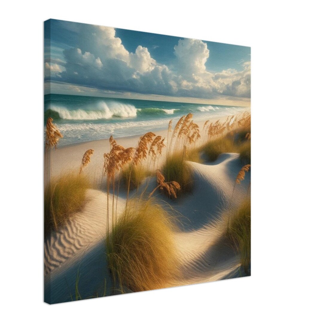 Sand Dunes Sea Oats and Waves Costal Beach Art on Canvas Wall Decor - Etsy
