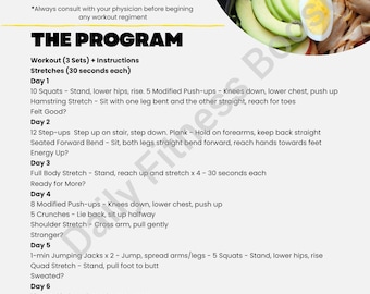 Daily Fitness Boost – Beginner Workout Plan | No Equipment Home Exercise Guide | Instant Printable PDF | Motivational Routine | Single Page
