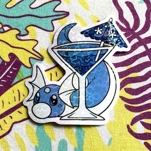 2.5 Inch Blue Dragon Martini Waterproof Holographic Sticker