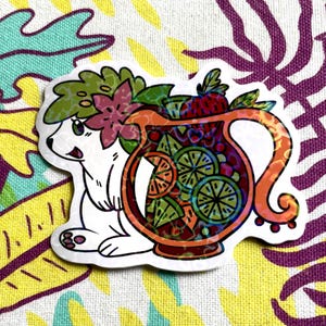 2.5 Inch Grass Hedgehog Sangria Waterproof Holographic Sticker