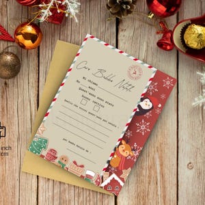 Letter For Santa Claus PDF Digital and Printable Easy to Print Instant Download Christmas Wish Letter for Kids