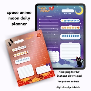 Kawaii Anime Digital Daily Planner Space Cartoon Aesthetic Planner | PDF Planner for iPad & Android