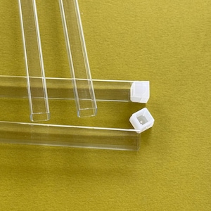 10 SQUARE storage tubes, round, plastic,  2-6 inches long, 1/2 inch side, set of 10