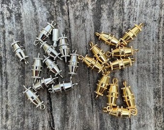 Screw/Twist clasps. Choice of silver or gold colored brass. Set/10.