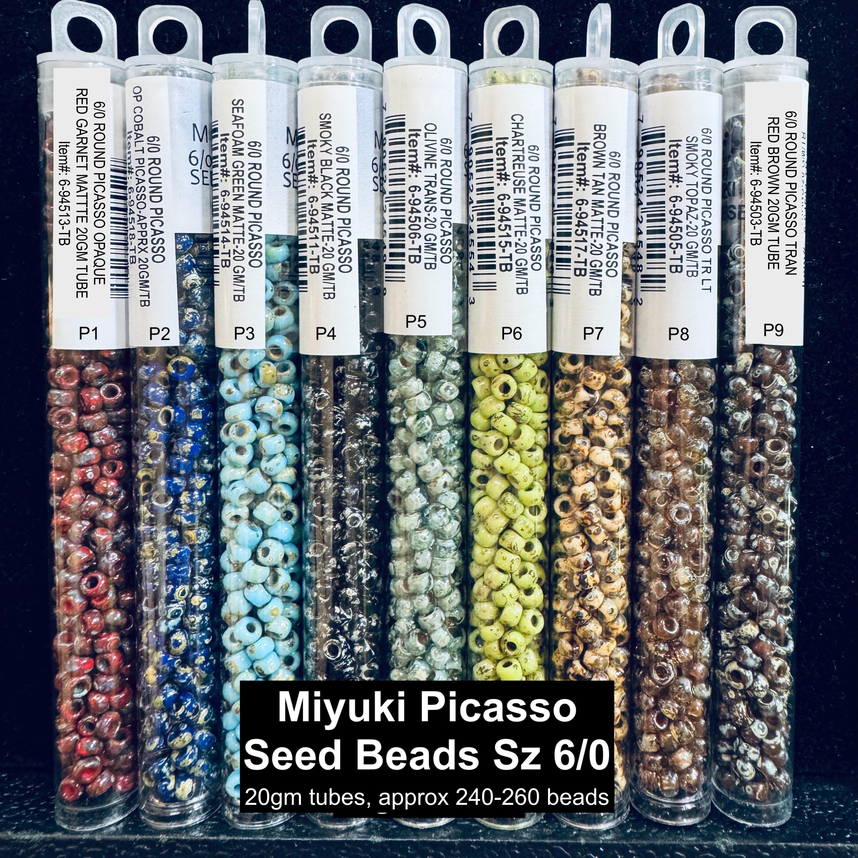 6/0 Picasso Miyuki Speckled Finish Seed Beads, 20g Tube. Japanese