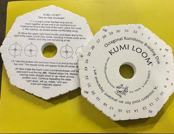 6 Kumiloom™ Kumihimo Disk 12mm Thick. Loom for Both Round & Square Braids.  How-to on Back of Loom. -  Israel