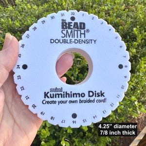 Double Density Mini Disk 4.25". Beadsmith™ loom holds thin cords, with round braid instructions.