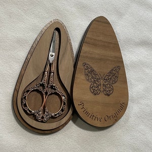 Scissors personalized box, European style stainless steel scissors. Your name engraved. Butterfly, floral, rose, Celtic, dragons, or vines image 2