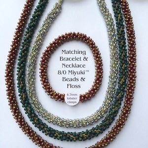 8/0 Miyuki™ Bracelet & Necklace Kit, Beaded Kumihimo 16-strand braid. 37 colors.
