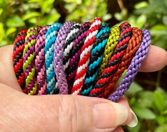 1-or 2-color Satin Necklace Kit. Easy Kumihimo braid with decorative bead.