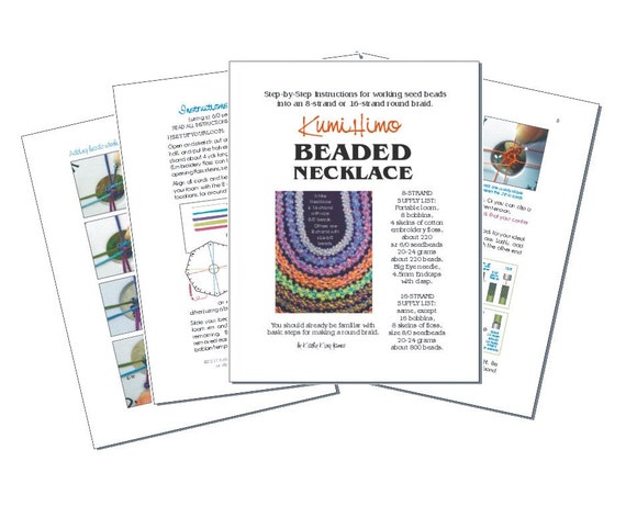 Kumihimo Beaded Necklace Instructions. Digital Download. How To.
