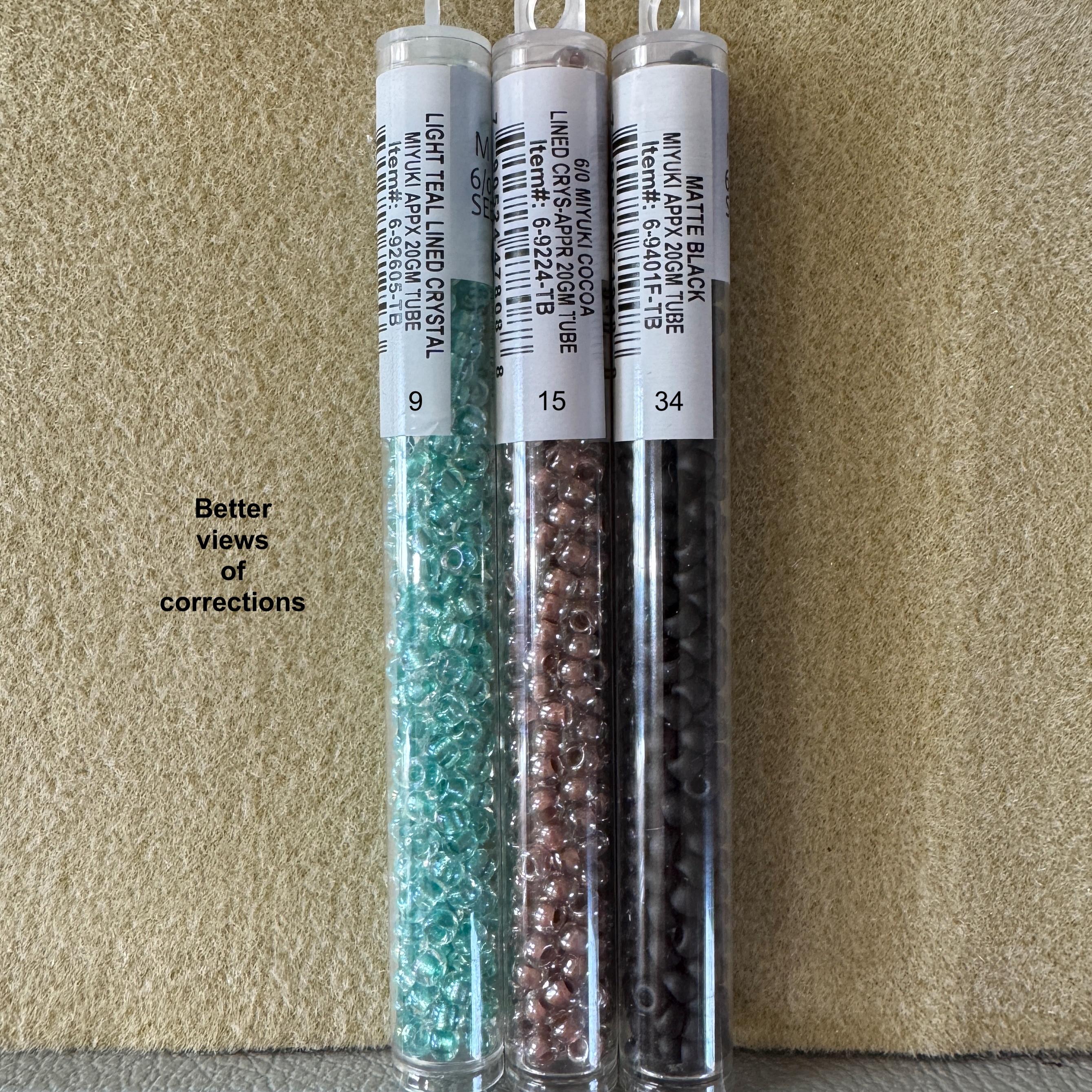6/0 Glossy & Matte Miyuki Glass Seed Beads, 20g Tubes. Japanese