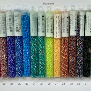 8/0 Matte Miyuki Japanese glass seed beads. 22 gram tube 800 beads. Choice of color finish. image 1