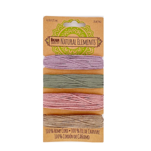 Hemp Cord, Vintage Colors, 1.0mm Beadsmith Natural Elements 20 lb test. Each 30 feet