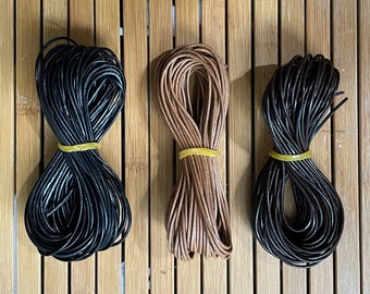 Round leather cord, 10 meters (10.9 yards)