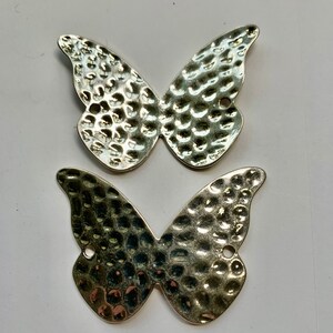 3 Hammered Butterflies. Curved bracelet connector. Set/3. image 6