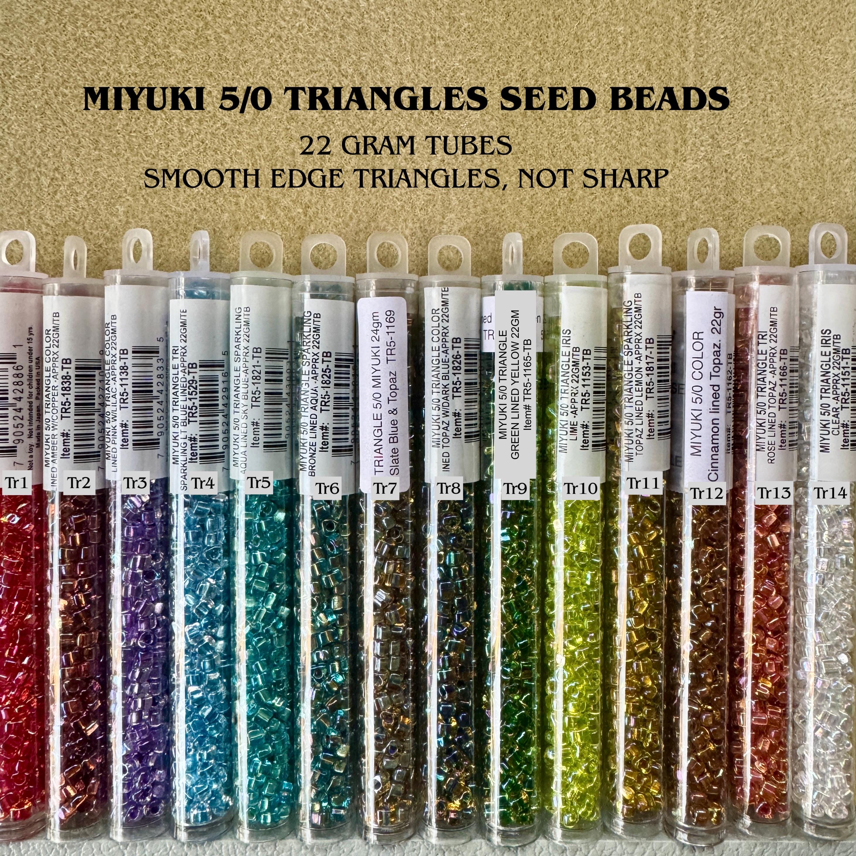 5/0 Triangles Miyuki Seed Beads, 22g Tubes. Japanese. 15 Colors