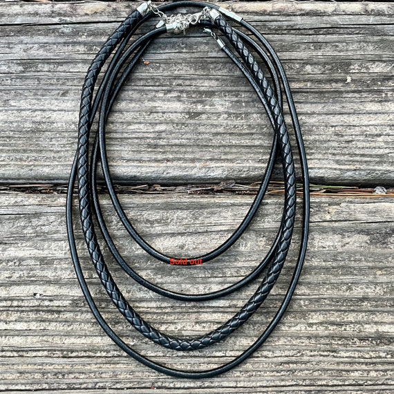 Leather Necklace Cords for Pendants. One Thick Faux Leather Braid. Various  Lengths & Widths. 