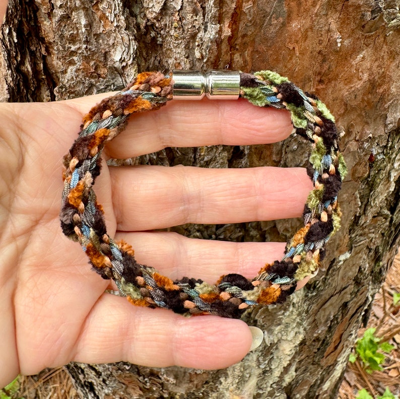 Moody Pines Bracelet Kit w/magnetic clasp. Mixed textures & cords. 12-strand easy project. image 3