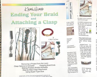 Ending Your Kumihimo Braid & Attaching a Clasp. Digital Download. 4 pages.