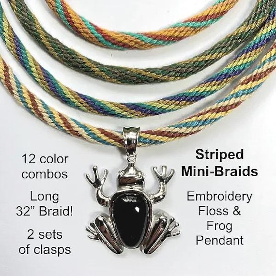 Striped Mini-braid W/frog Pendant. 16-strand Kumihimo Kit. Choice