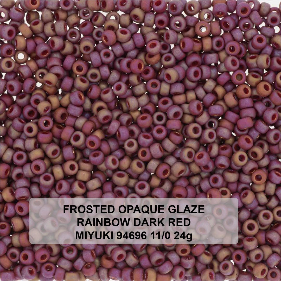 Miyuki Frosted Opaque Glaze Rainbow Dark Red, 11-94696. Size 11/0