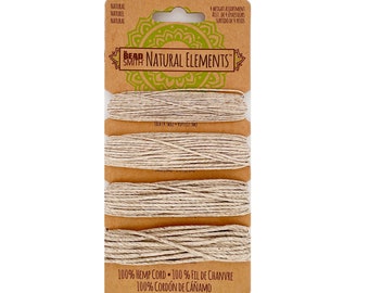 Hemp Cord, Assorted Natural, Beadsmith Natural Elements 10-20-36-48 lb test. Total 104 feet.