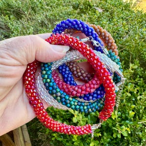 Beaded Bracelet Kit. 6/0 Matsuno seed beads. Kumihimo fully beaded 8-strand round braid. Clasp & glue.