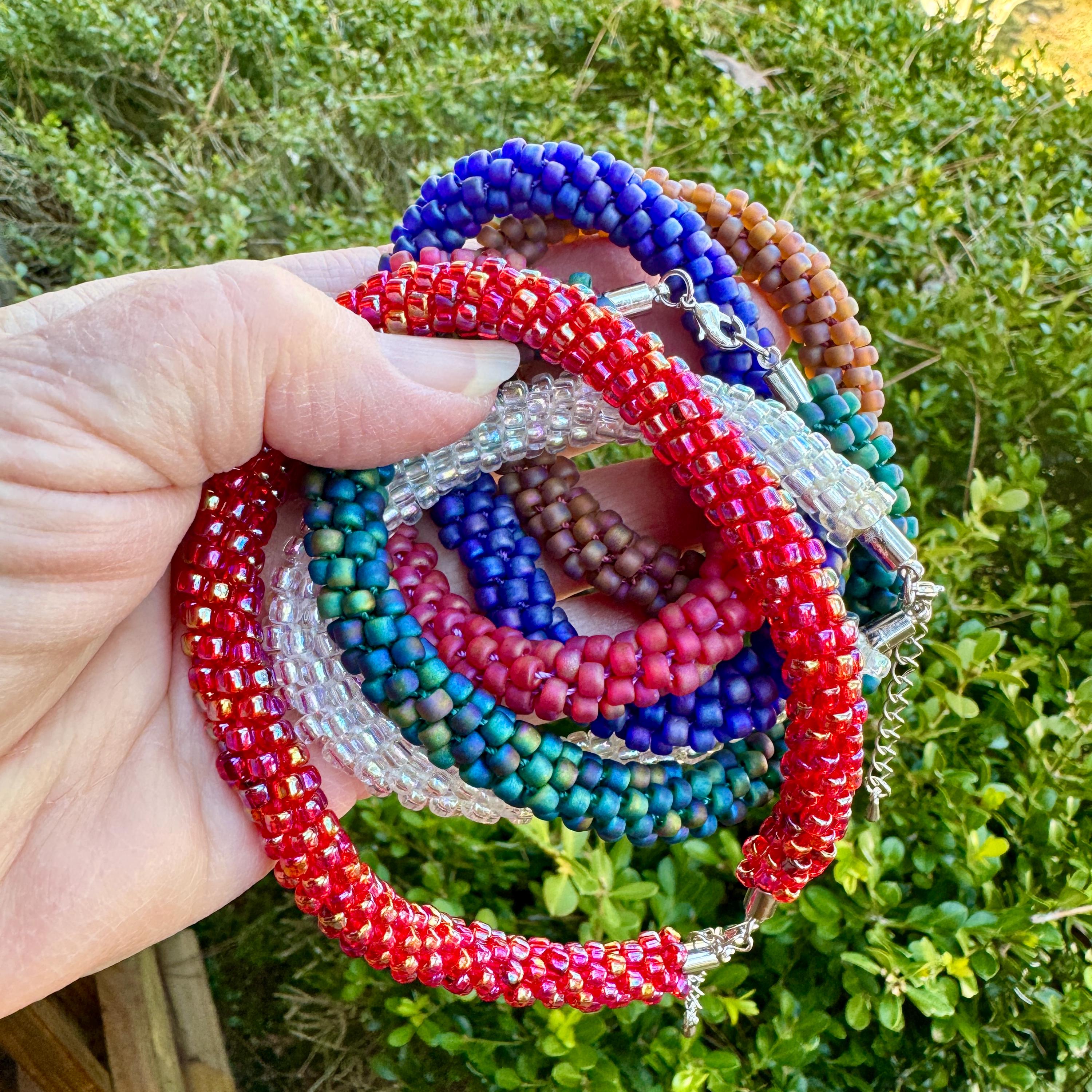 Beaded Bracelet Kit. 6/0 Matsuno Seed Beads. Kumihimo Fully Beaded