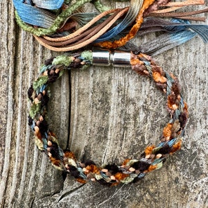Moody Pines Bracelet Kit w/magnetic clasp. Mixed textures & cords. 12-strand easy project. image 1