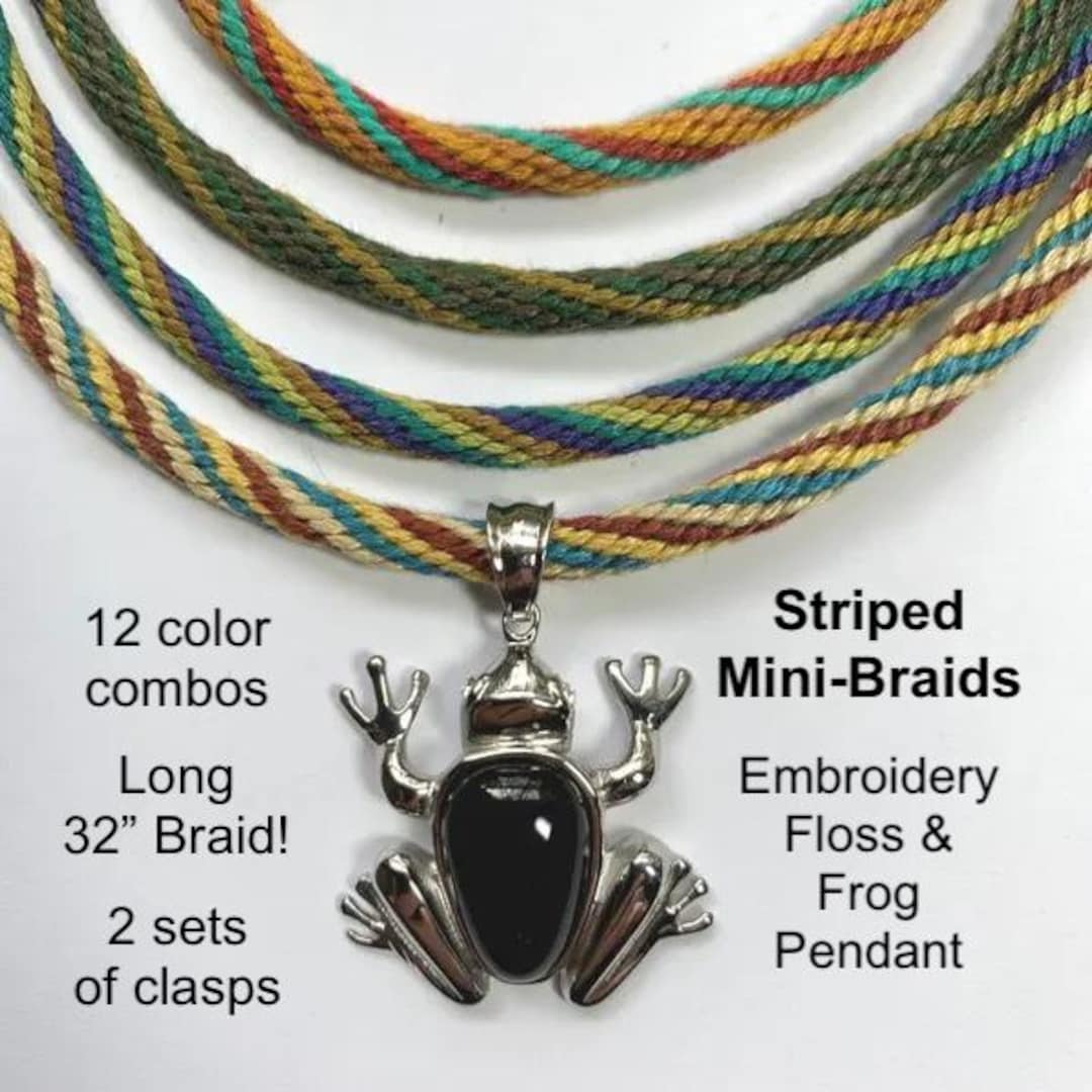 Striped Mini-braid 16-strand Kumihimo Kit With Frog Pendant