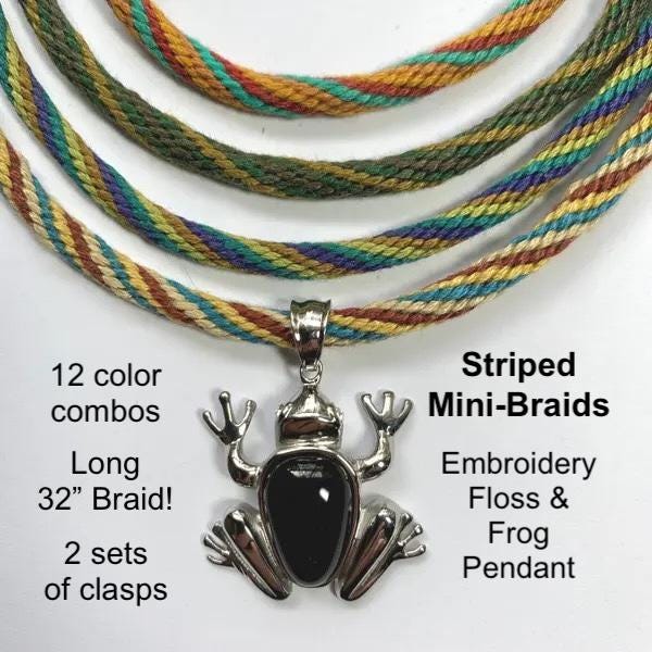 Striped Mini-braid 16-strand Kumihimo Kit With Frog Pendant