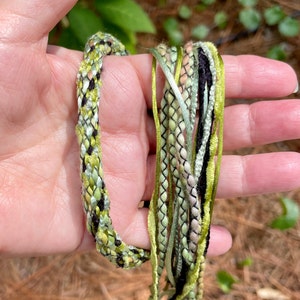 Crazy Kiwi Bracelet Kit. 16-strand Kumihimo. Mix of different yarns/cords. Approx 7.5mm artisan round braid. Choice of clasps.