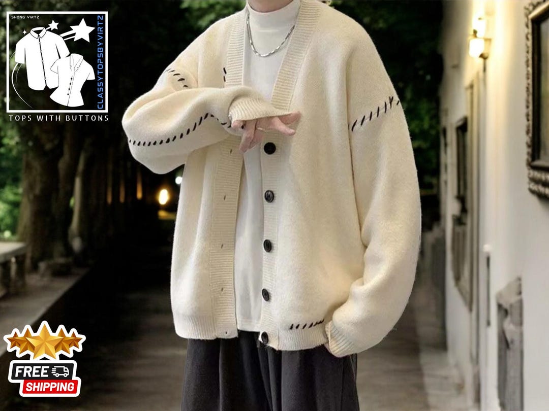 Men's Plush Thick Loose Long-Sleeved Coat Cardigan