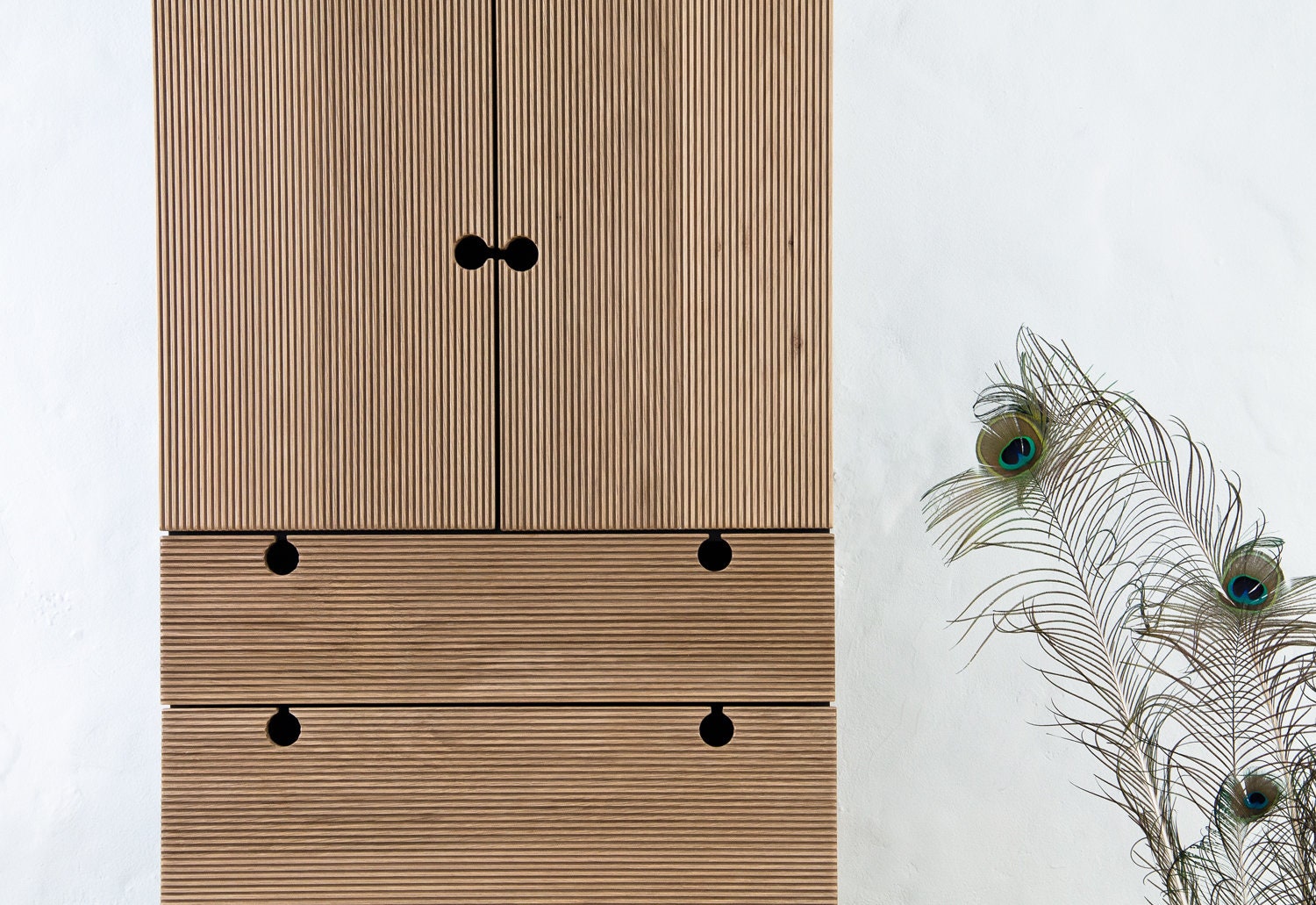 Fluted Tall Solid Oak with blackened walnut bronze Etsy