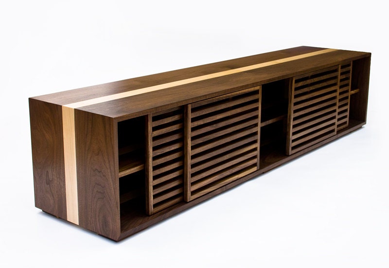 Bucks Media Console Modern Extra Large Solid Walnut Console Etsy