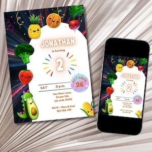 Hey Bear Sensory Invitation,Dancing Fruit Invitation,Hey Bear Invite,Editable Canva Template,Digital Invitation,Evite,Instant Download